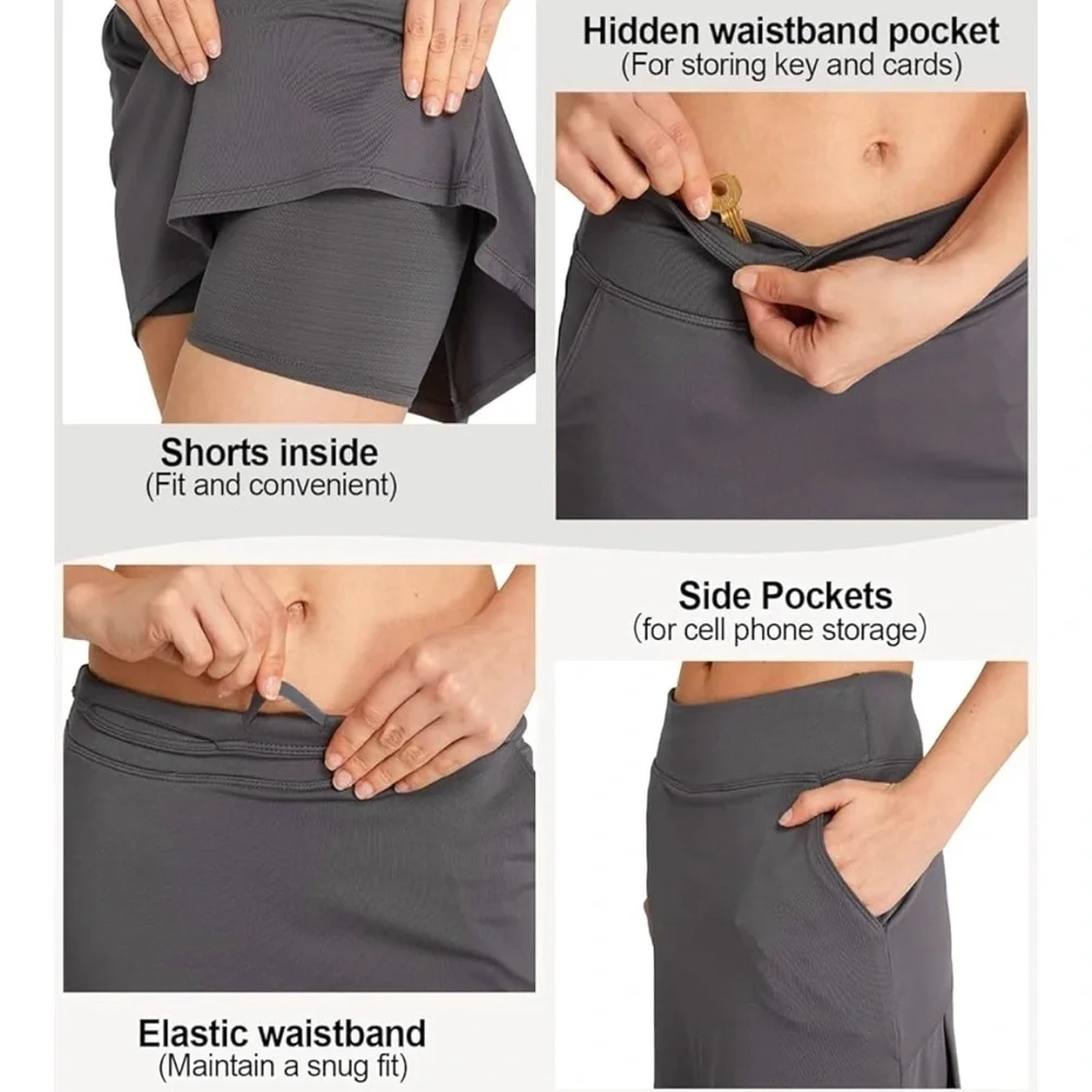 Gray Skort with Built-in Shorts and Pleated Hem!